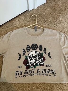 Next Level Apparel Beige Skull & Moon Phase Graphic Tee